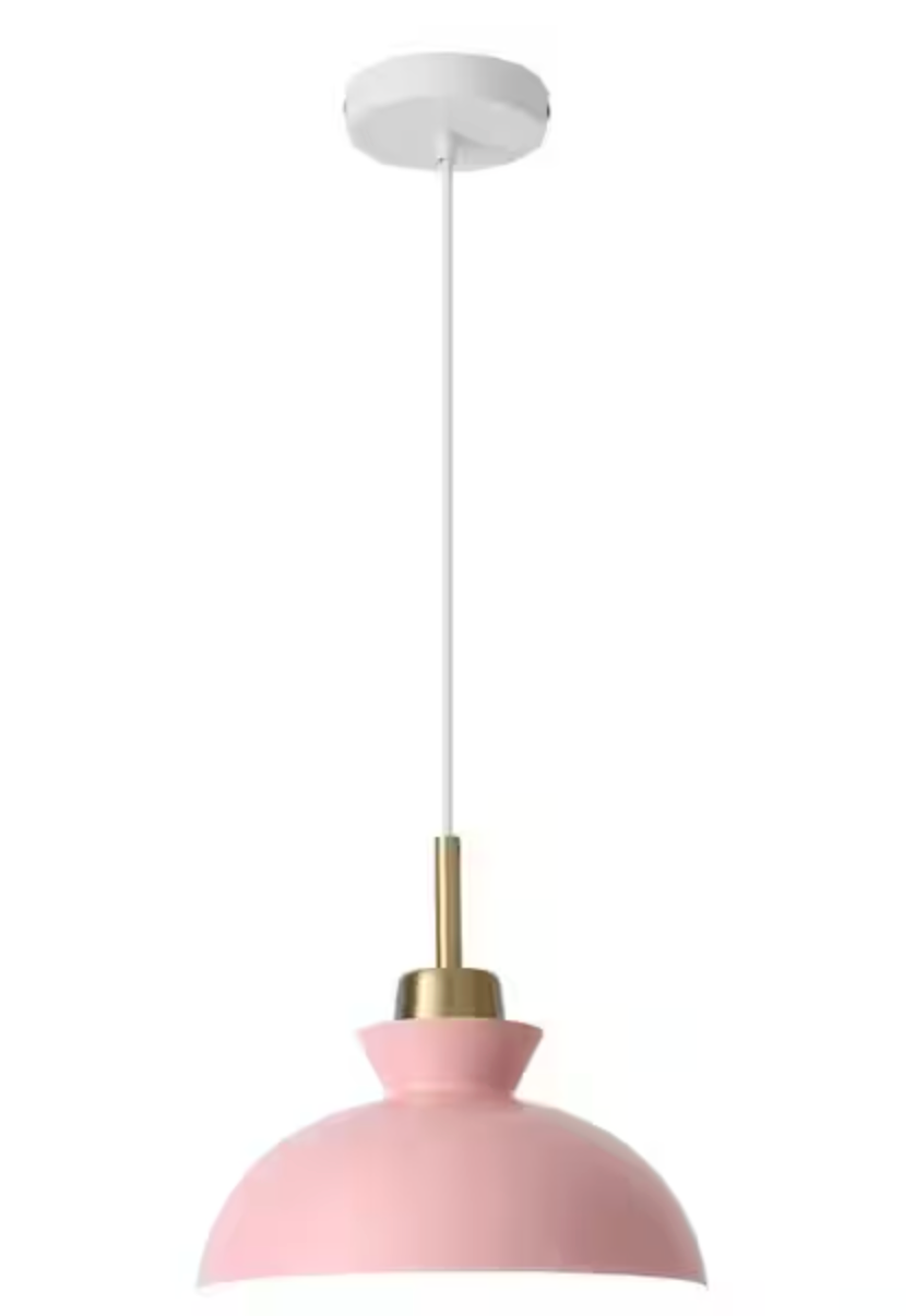 11" 1-light pink dimmable modern industrial metal pendant 🩷
