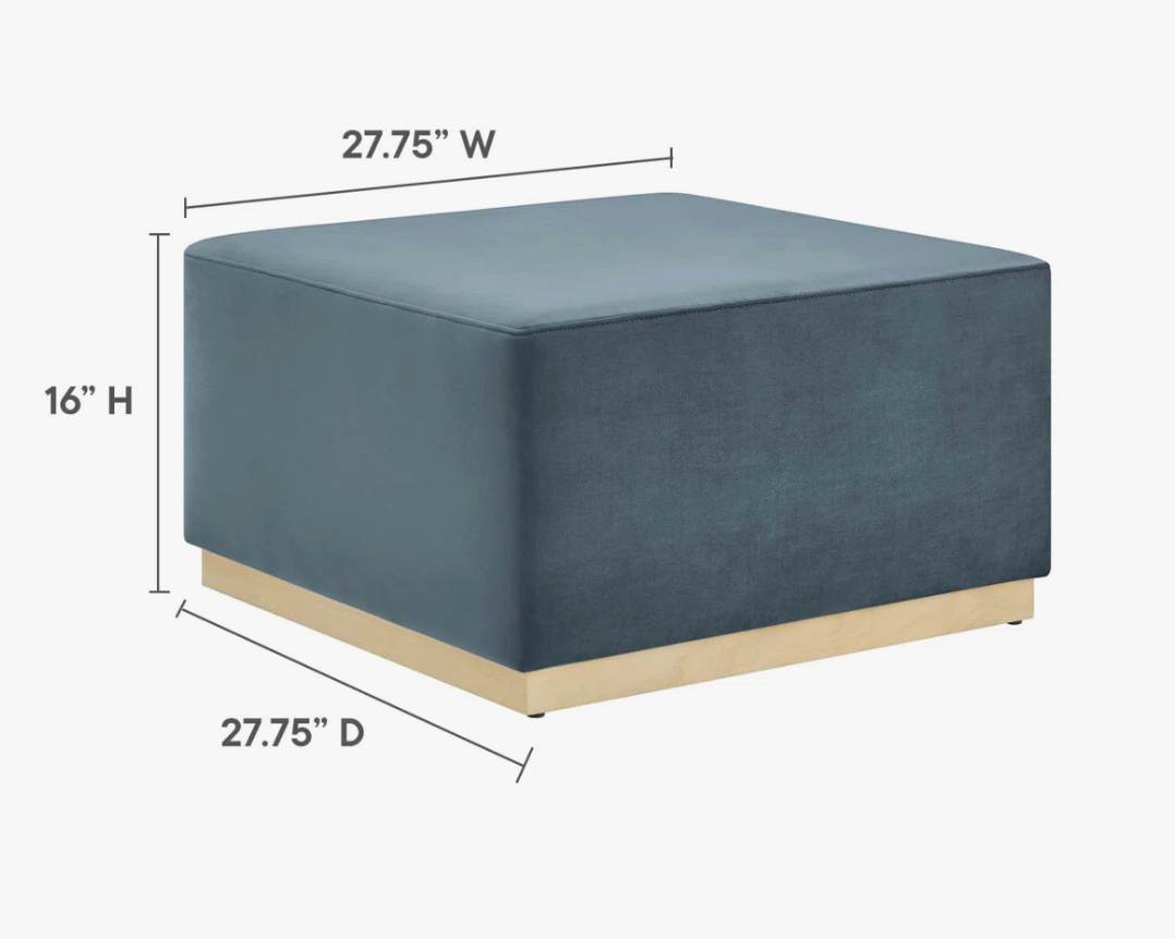 28" square upholstered blue velvet ottoman 🦋