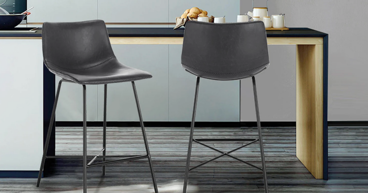 2 Poly & Bark 24'' grey faux leather counterheight barstools 🥂