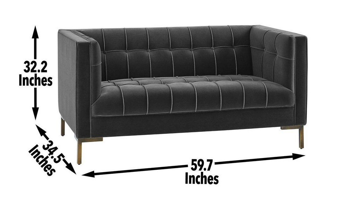 Channel stitched gray velvet loveseat 🩶