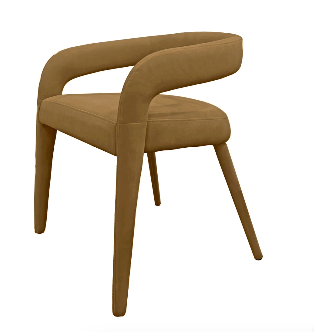Modern tan fabric dining chair 🤎
