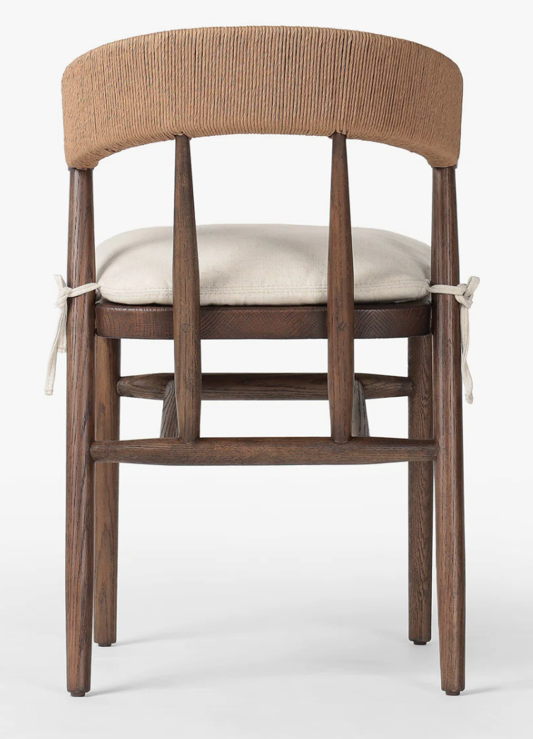 Four Hands solid oak accent chair w/ paper rush detail 🌻