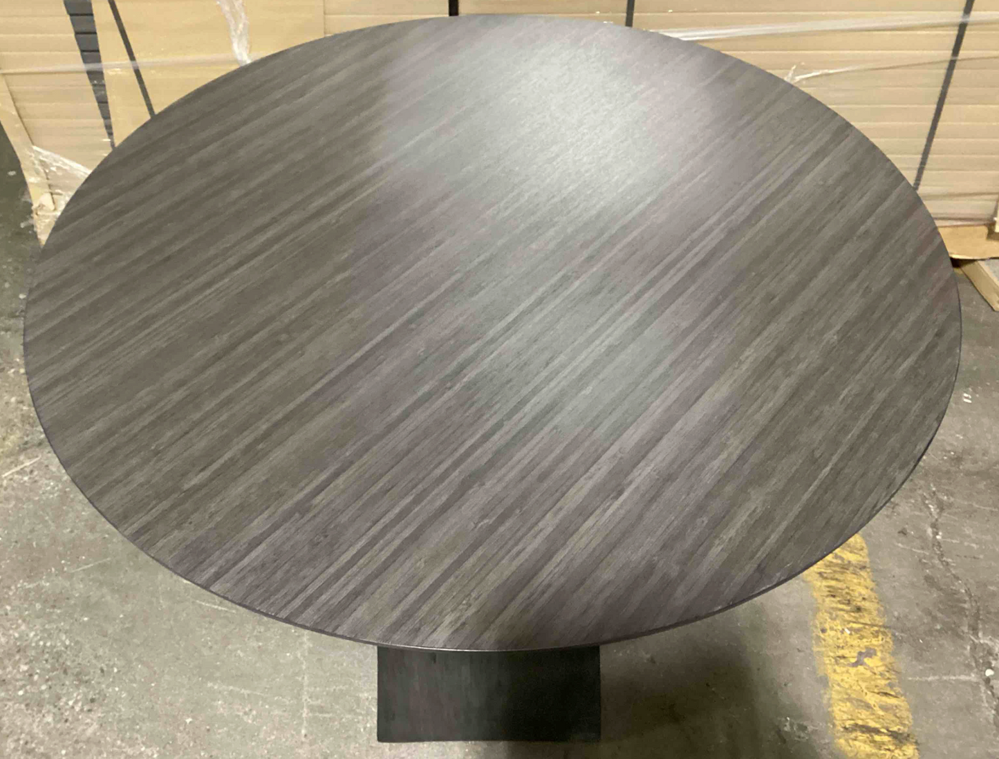 40" round dark metal dining table 🍽️