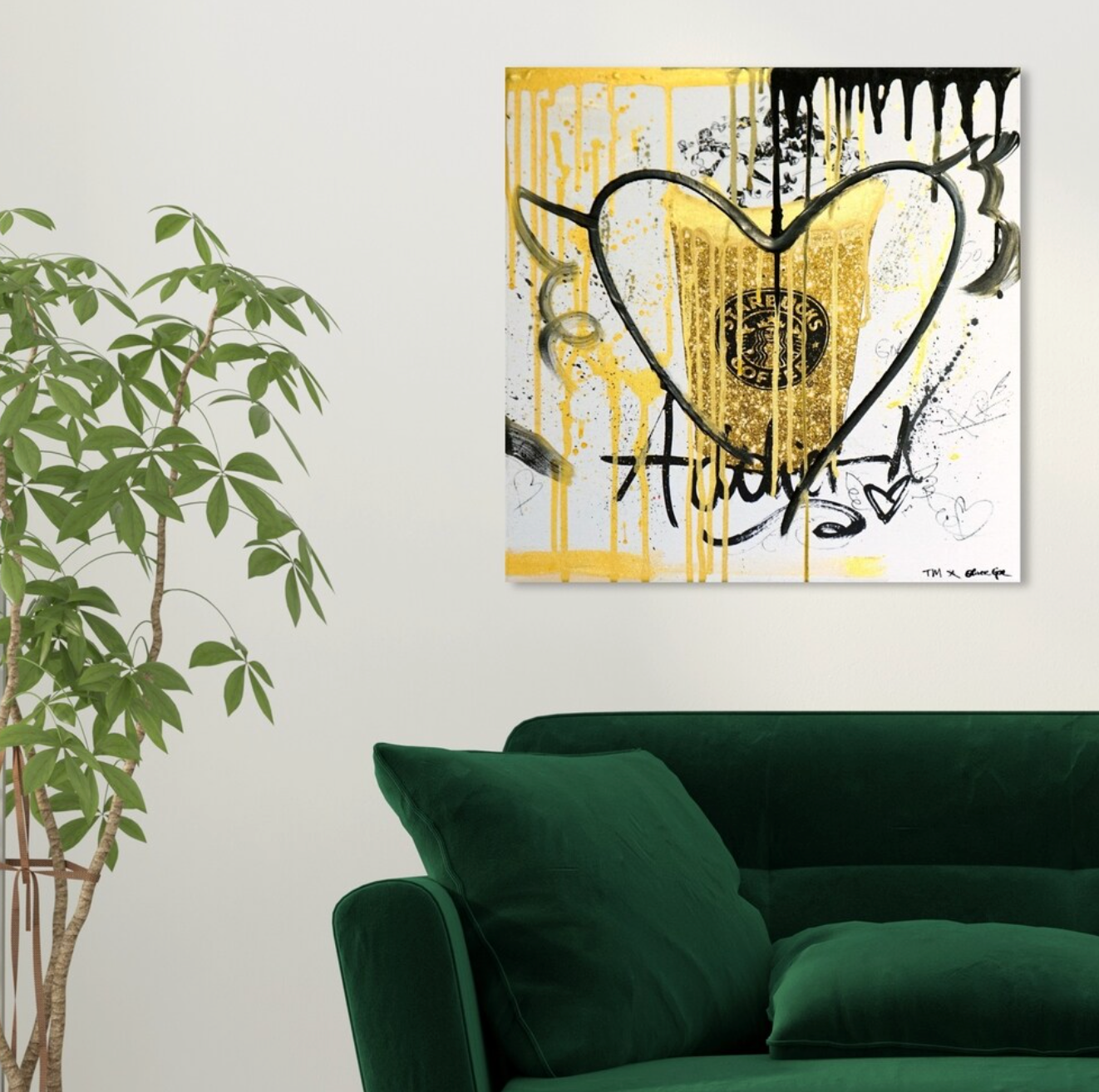36x36 gold & yellow "glitter fuel" canvas 🥂