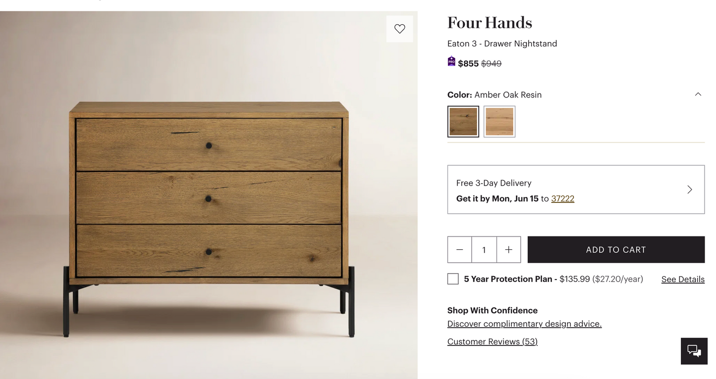 Modern Four Hands amber oak nightstand 🪵