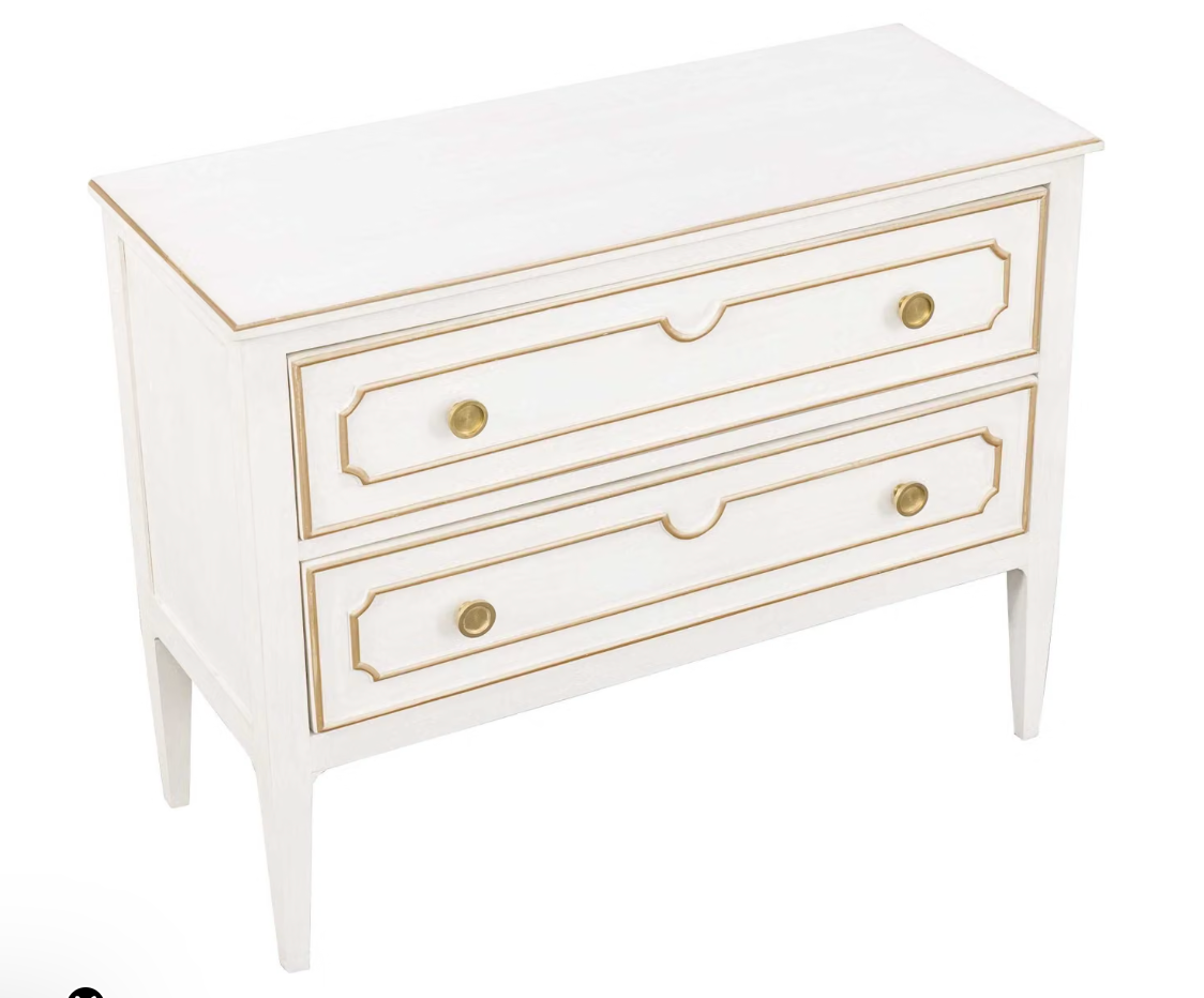 2-drawer nightstand in linen finish w/ antique gold ✨