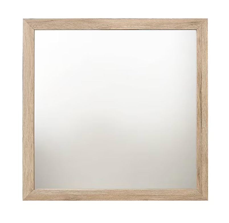 Modern light natural square wood mirror 🌷
