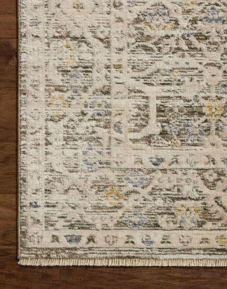 8x10 Loloi olive & ivory fringe rug 🫒