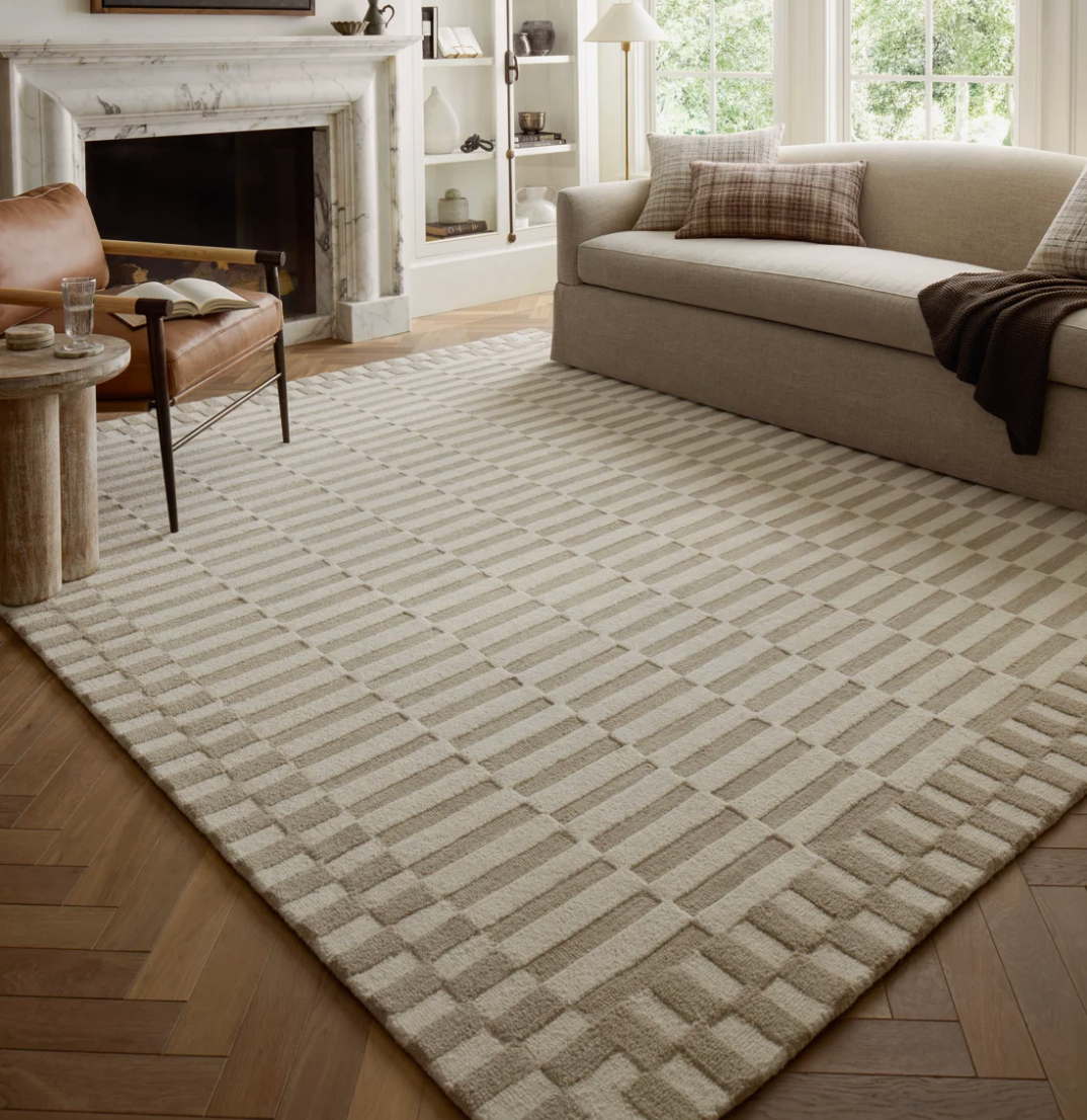 5x7'6" Chris Loves Julia x Loloi Ivory / Beige wool rug 🧺