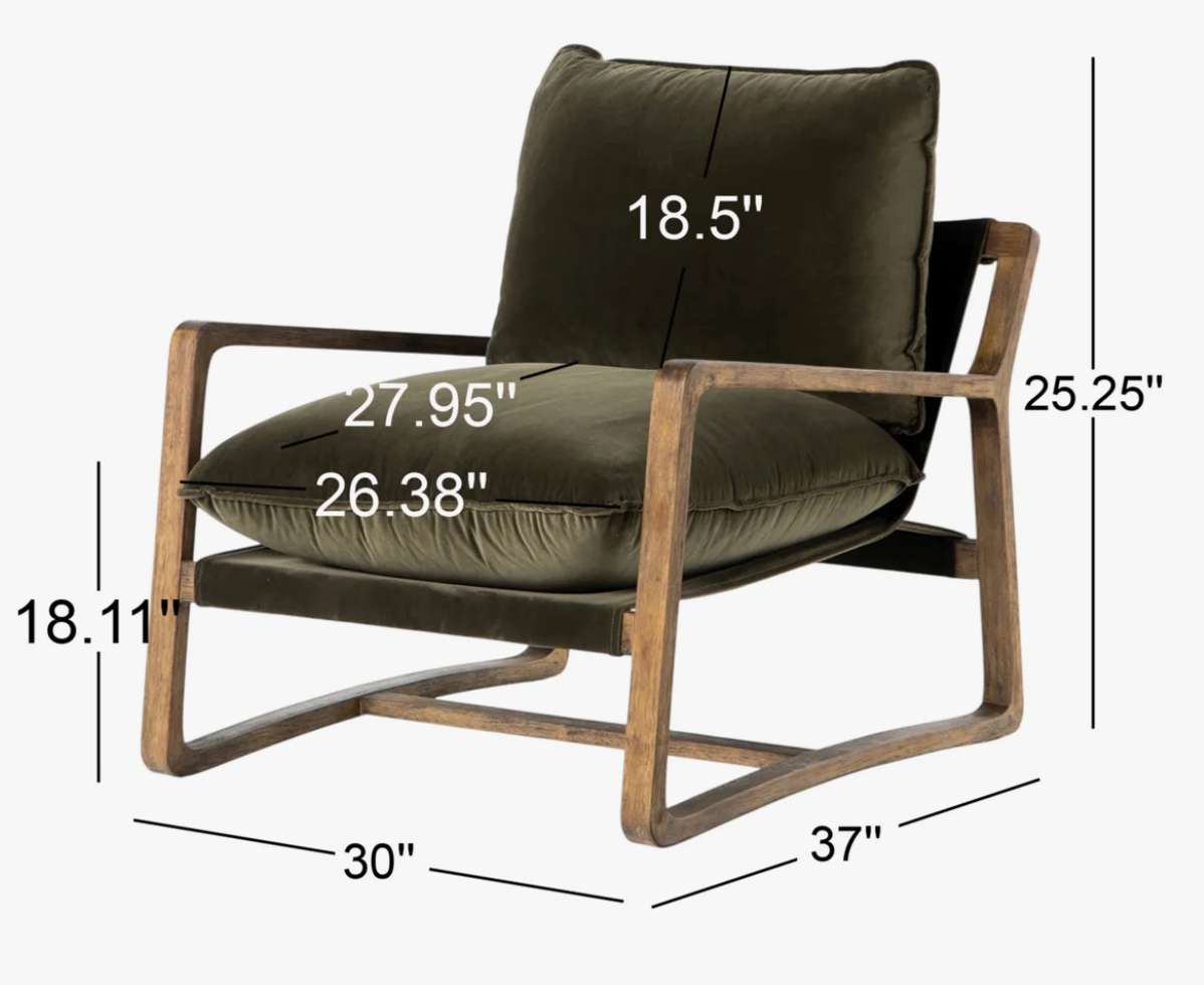 Modern olive performance velvet armchair 🫒