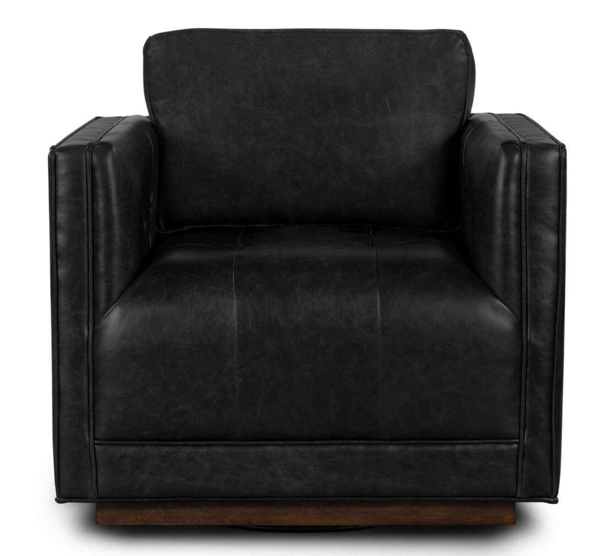 Four Hands black leather swivel accent chair 🖤