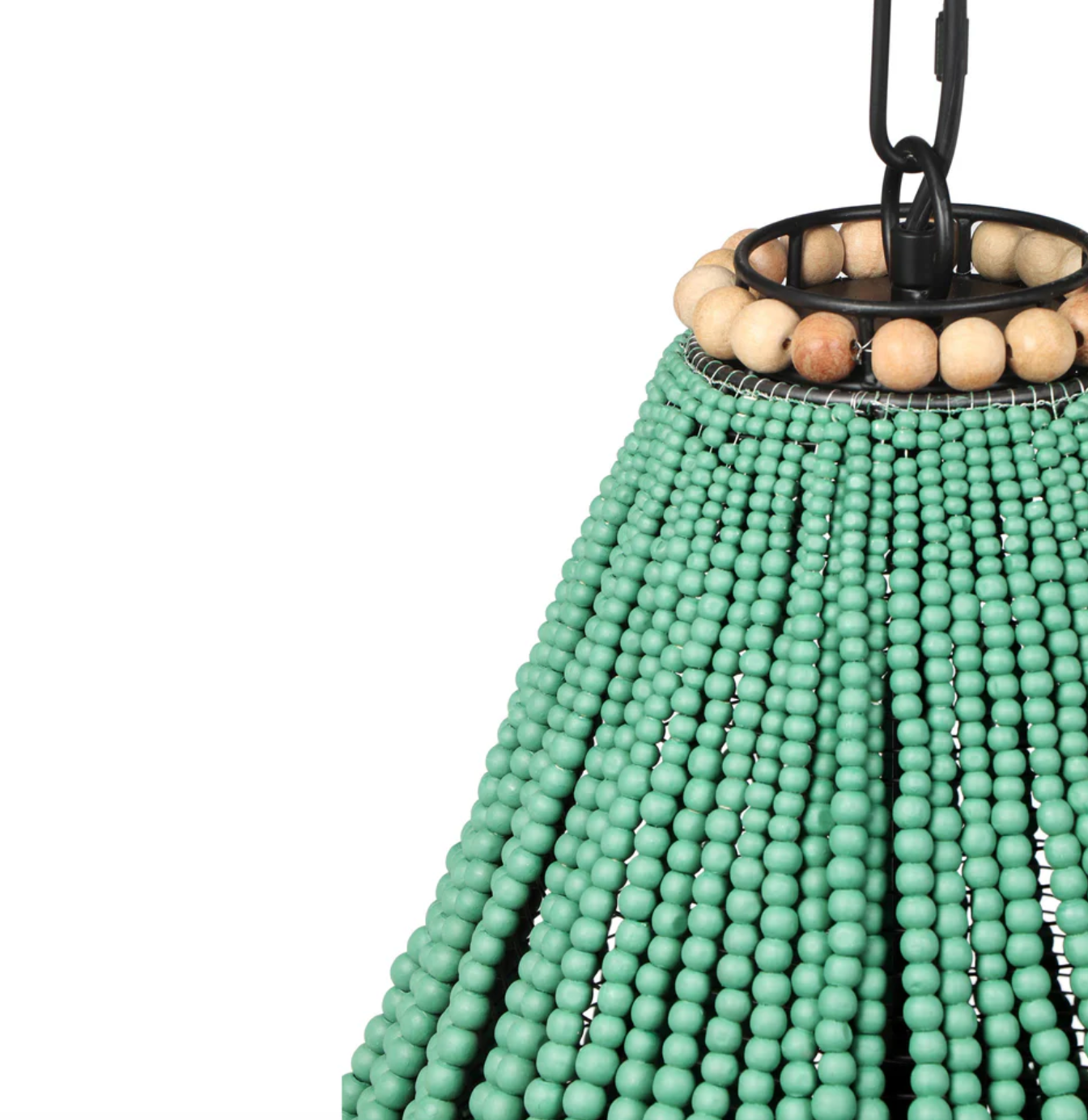 Green wooden bead chandelier 🪴