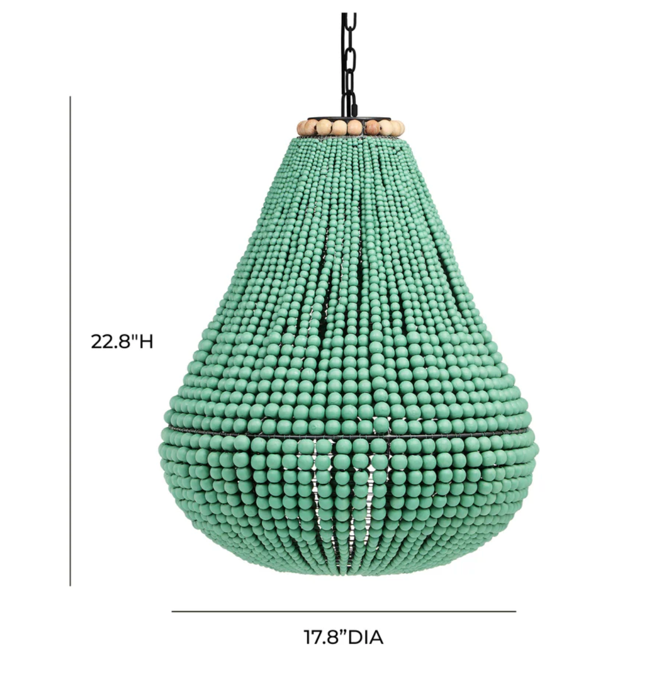 Green wooden bead chandelier 🪴