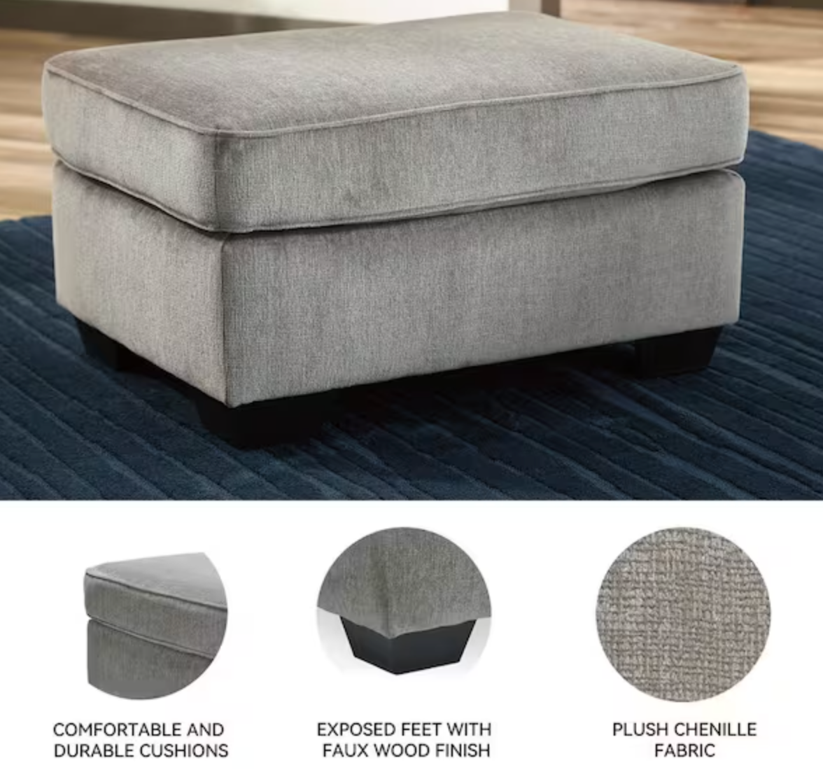 Gray rectangle cocktail ottoman 🩶