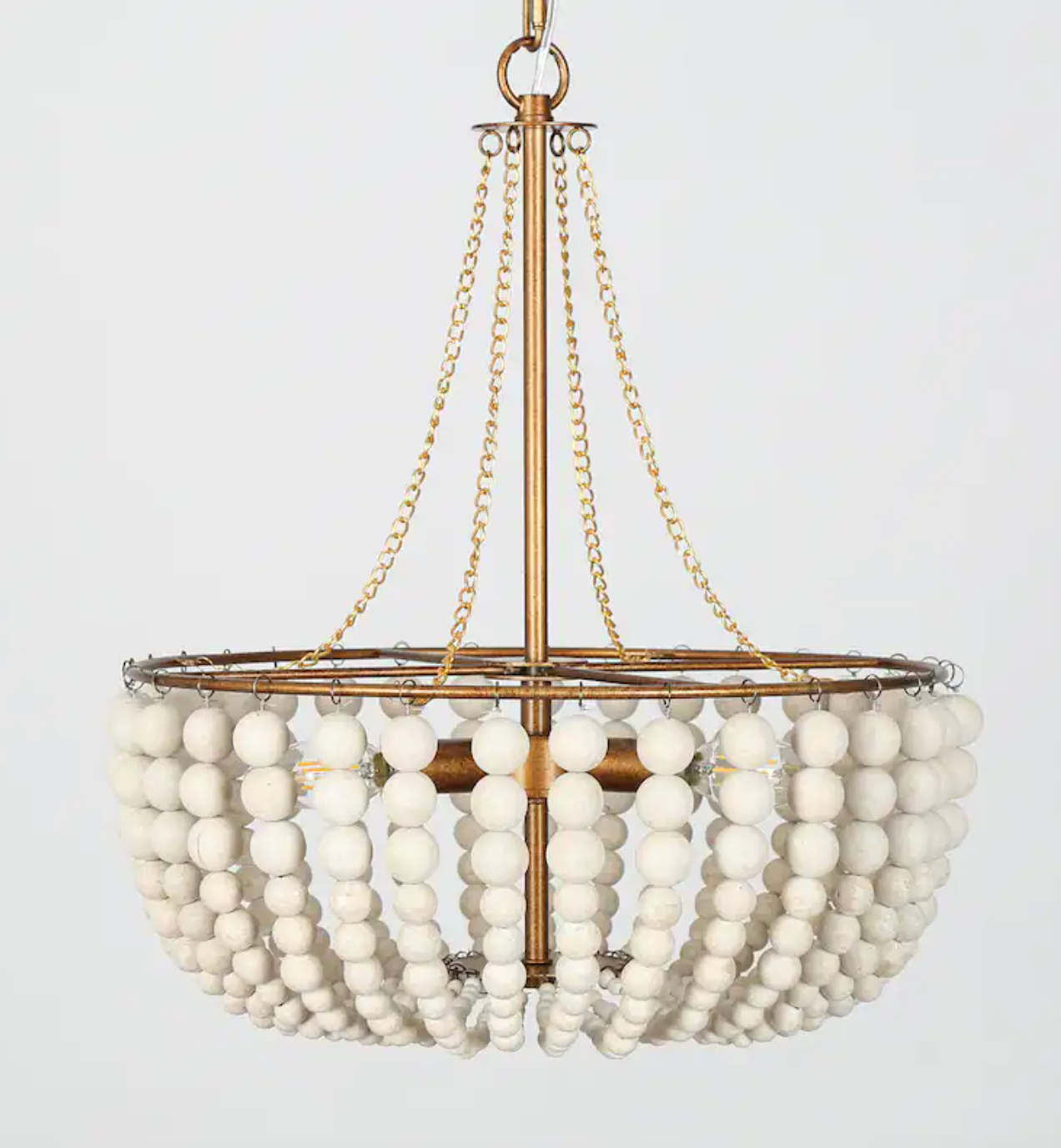 Boho glam distressed wood 3-light beaded chandelier ⚜️