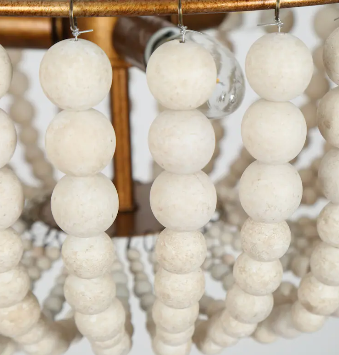 Boho glam distressed wood 3-light beaded chandelier ⚜️