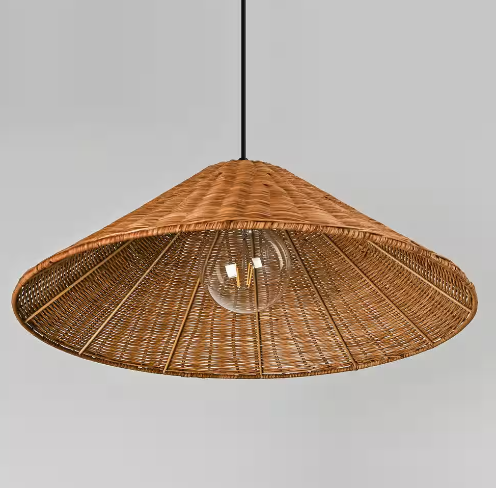 Cone-shaped 1-light rattan chandelier 🌻