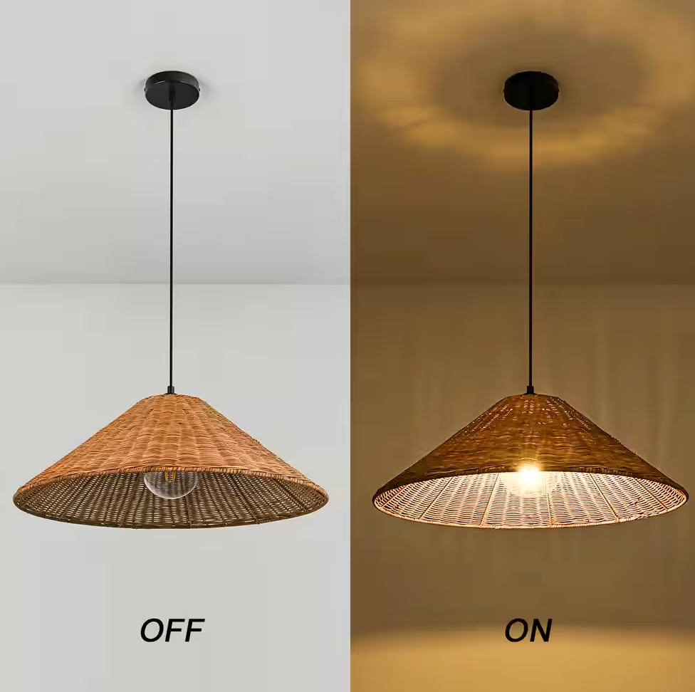 Cone-shaped 1-light rattan chandelier 🌻