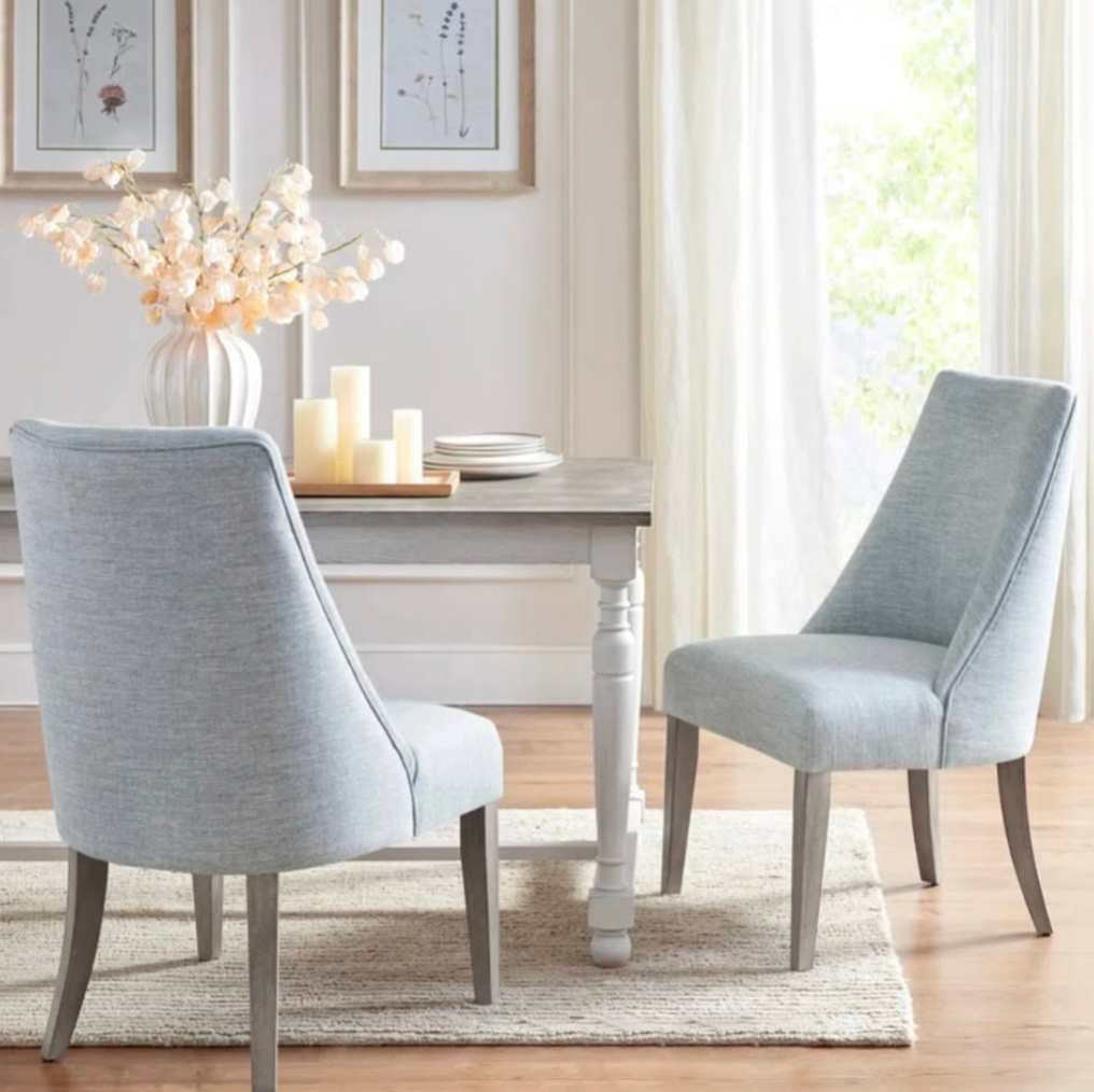 2 light blue linen upholstered Martha Stewart chairs🫐