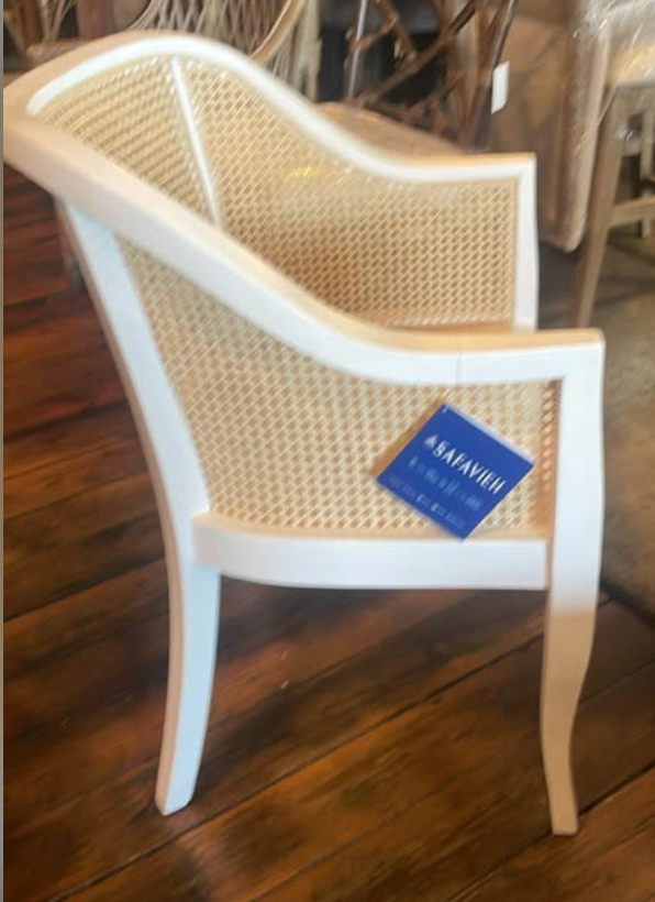 Natural rattan & white wood accent chair 🪴