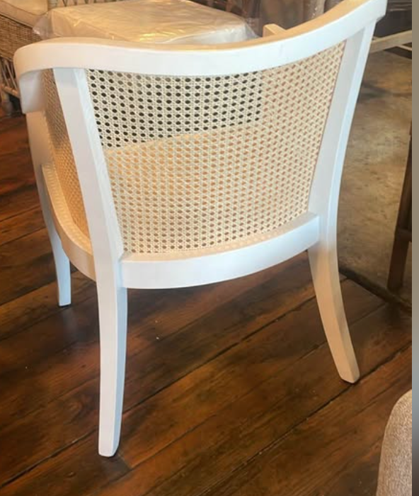 Natural rattan & white wood accent chair 🪴