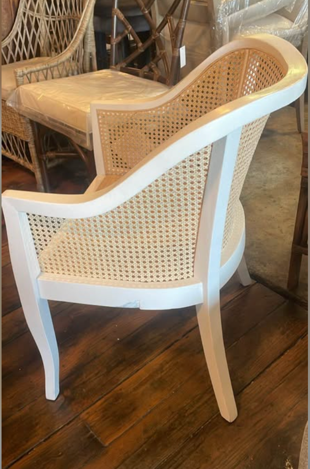 Natural rattan & white wood accent chair 🪴