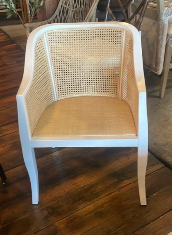 Natural rattan & white wood accent chair 🪴