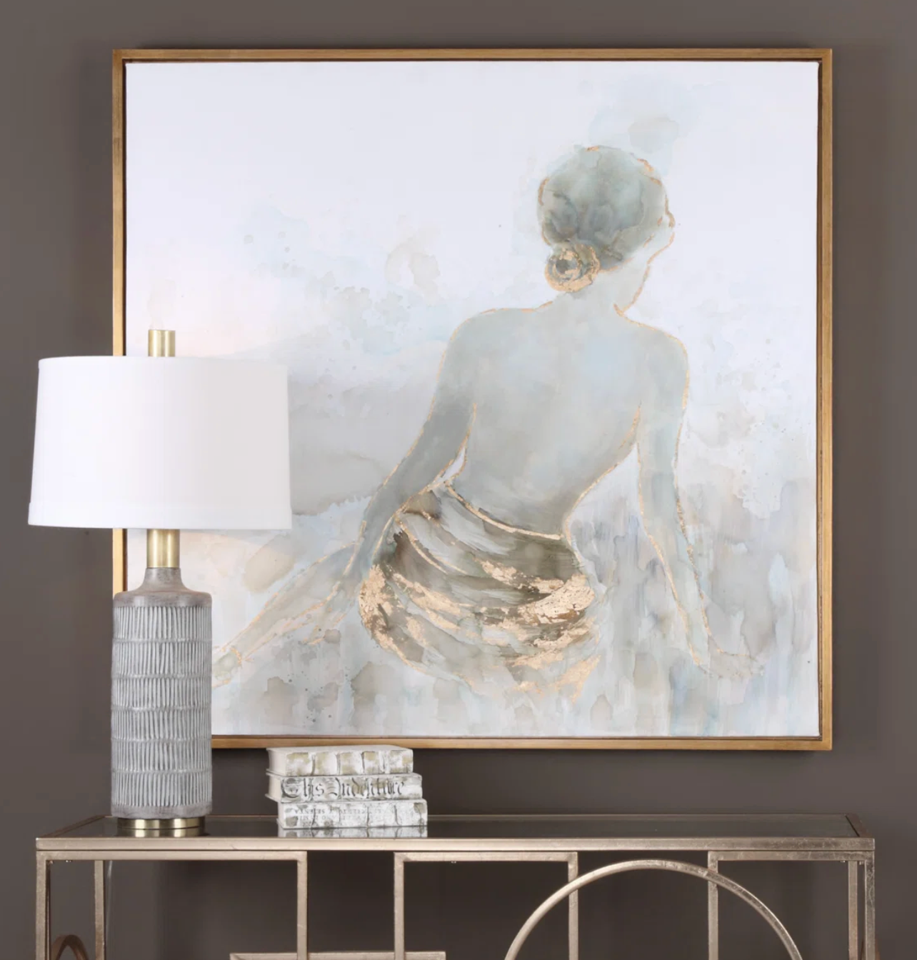 Stunning 50" square feminine gold-framed print 💫