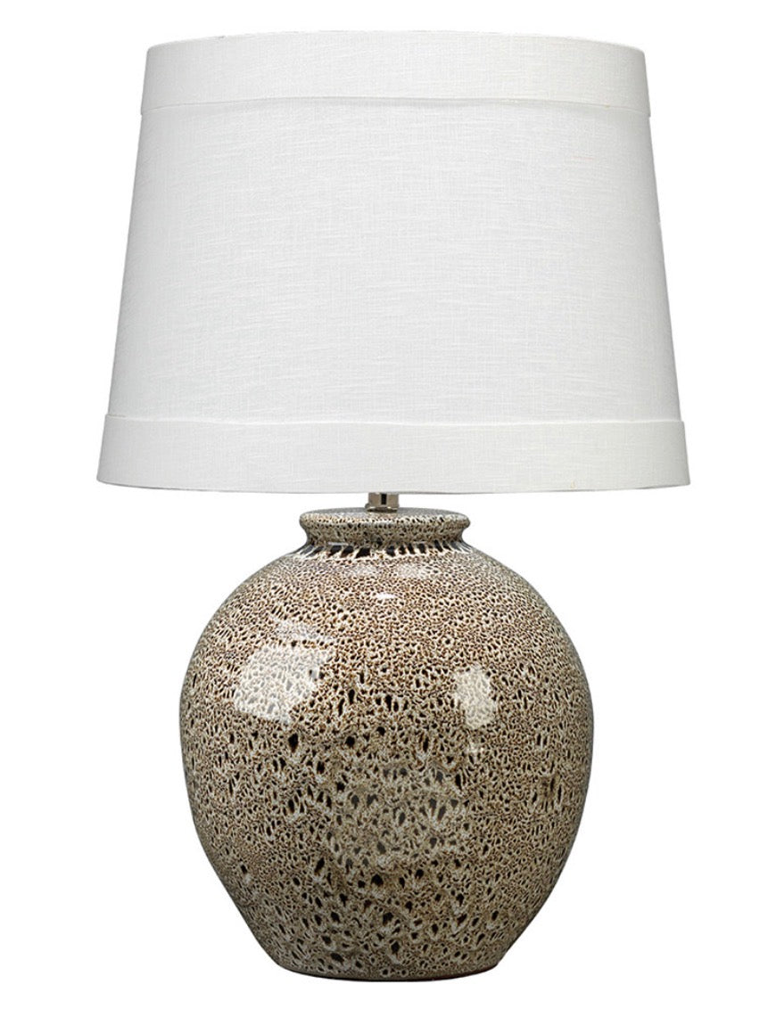 Cream & brown ceramic glazed table lamp 🤎