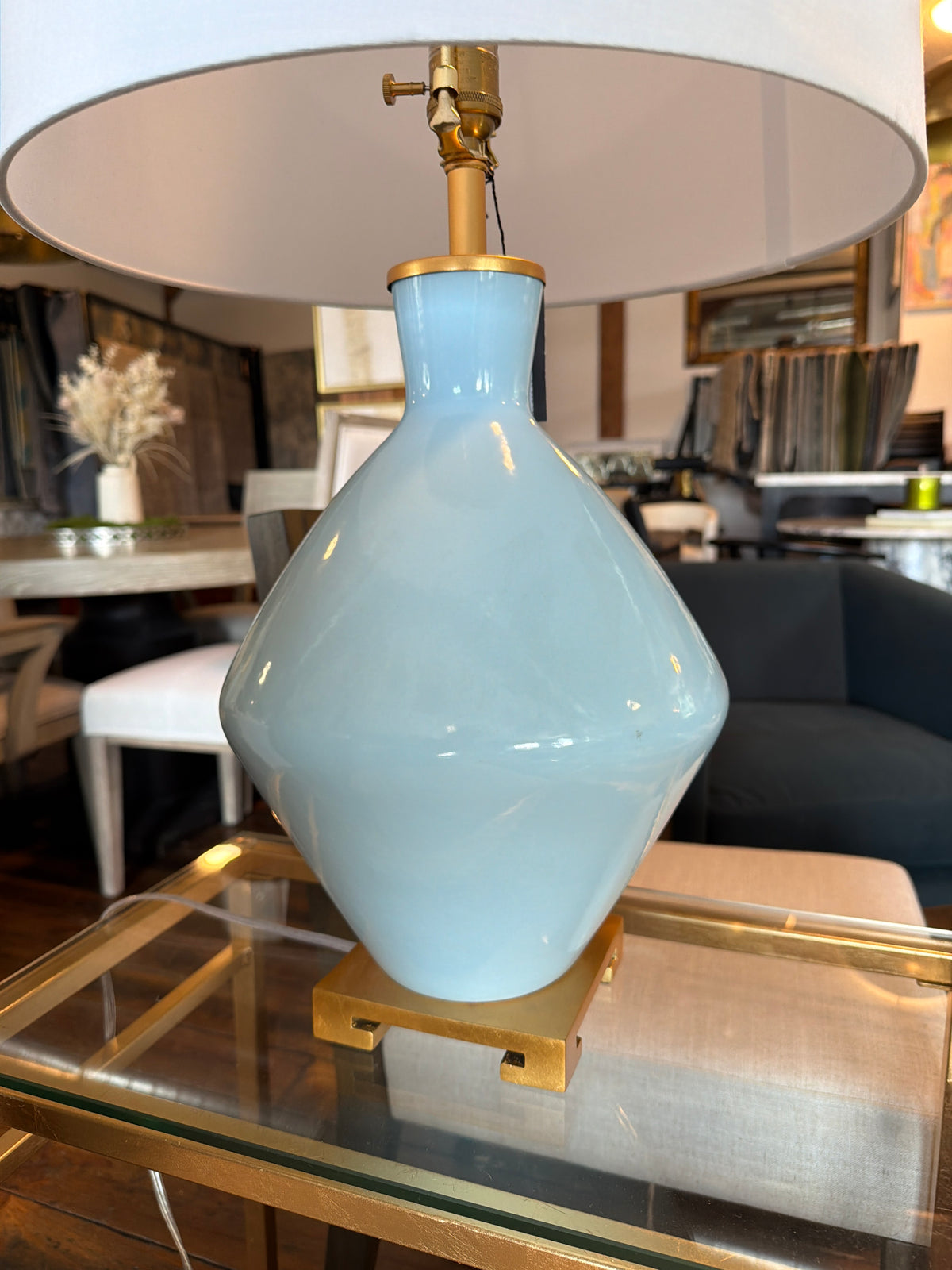 Blue ceramic lamp w/ gold leaf base ✨