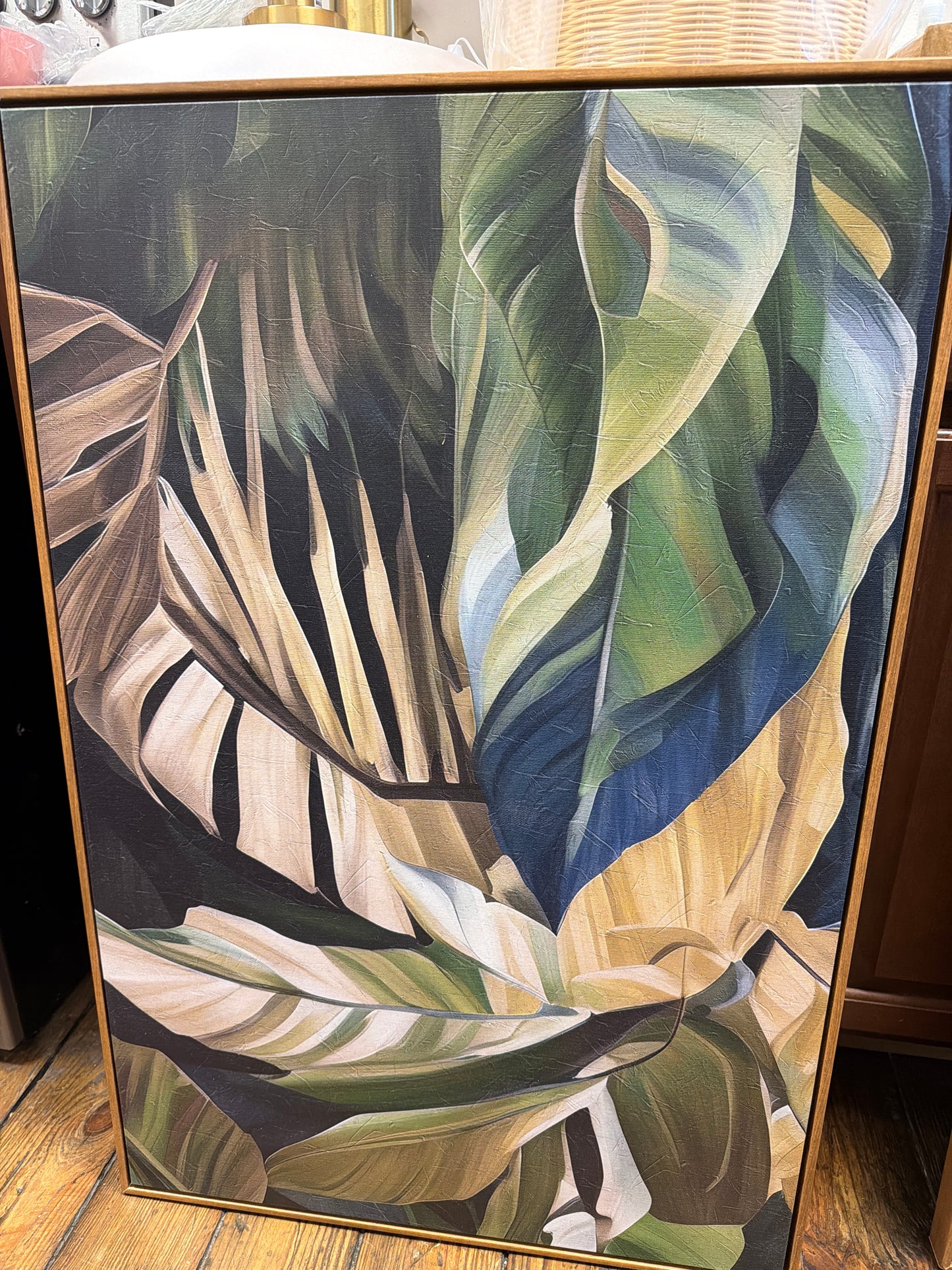 24x36 wood framed banana leaves canvas 🍌