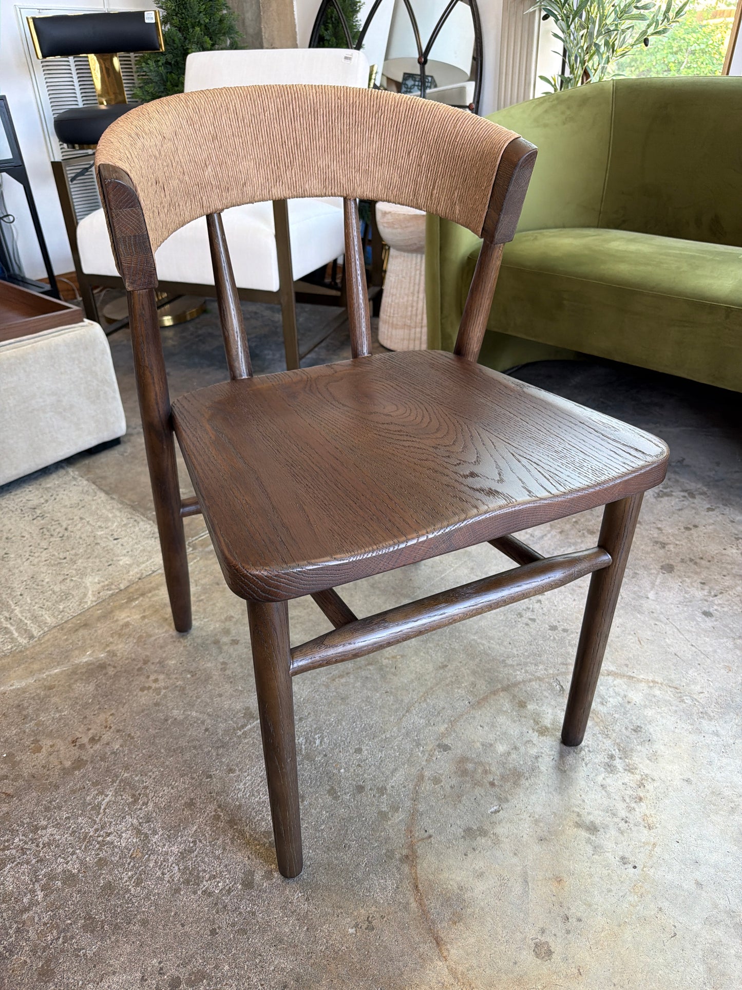 Four Hands solid oak wood accent chair w/ woven detail 🌻