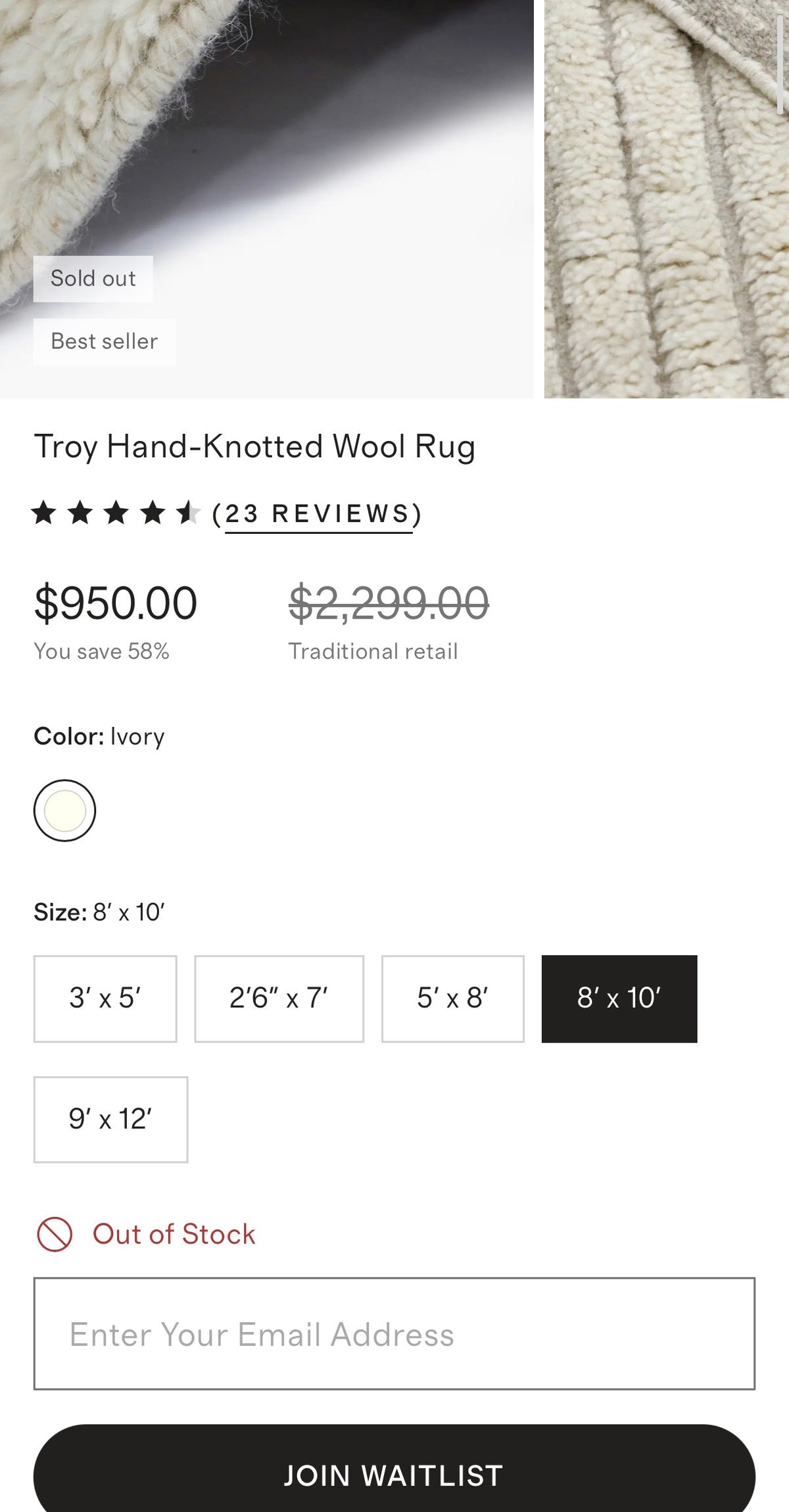 Hand-knotted wool rug
