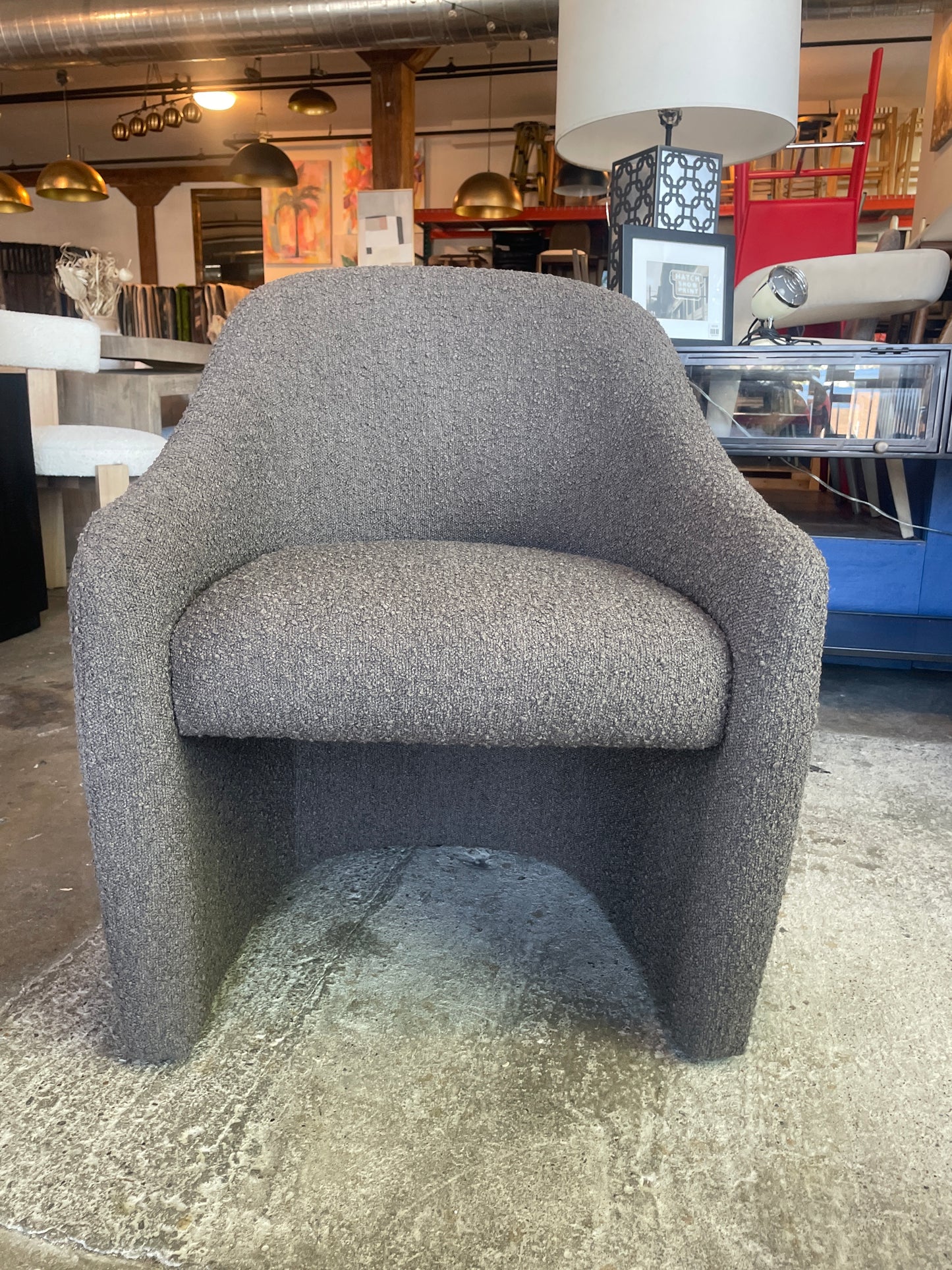 Four Hands Knoll clay brown boucle modern accent chair 🪶