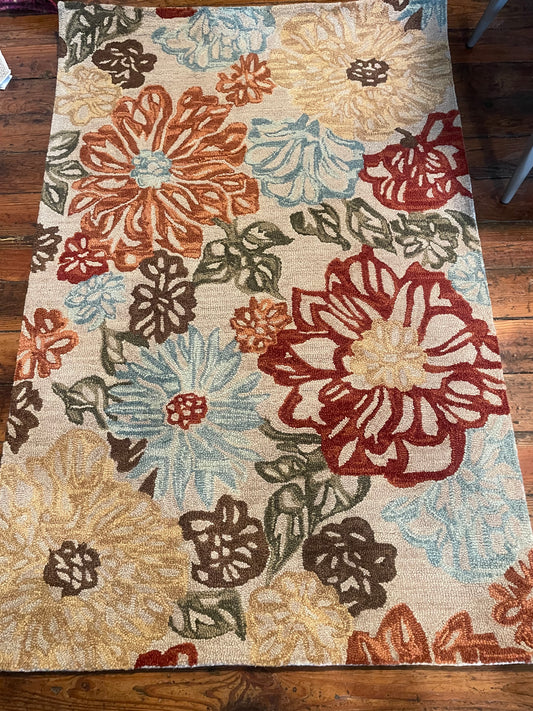 3’6” x 5’6” botanical Momeni wool rug 🌺