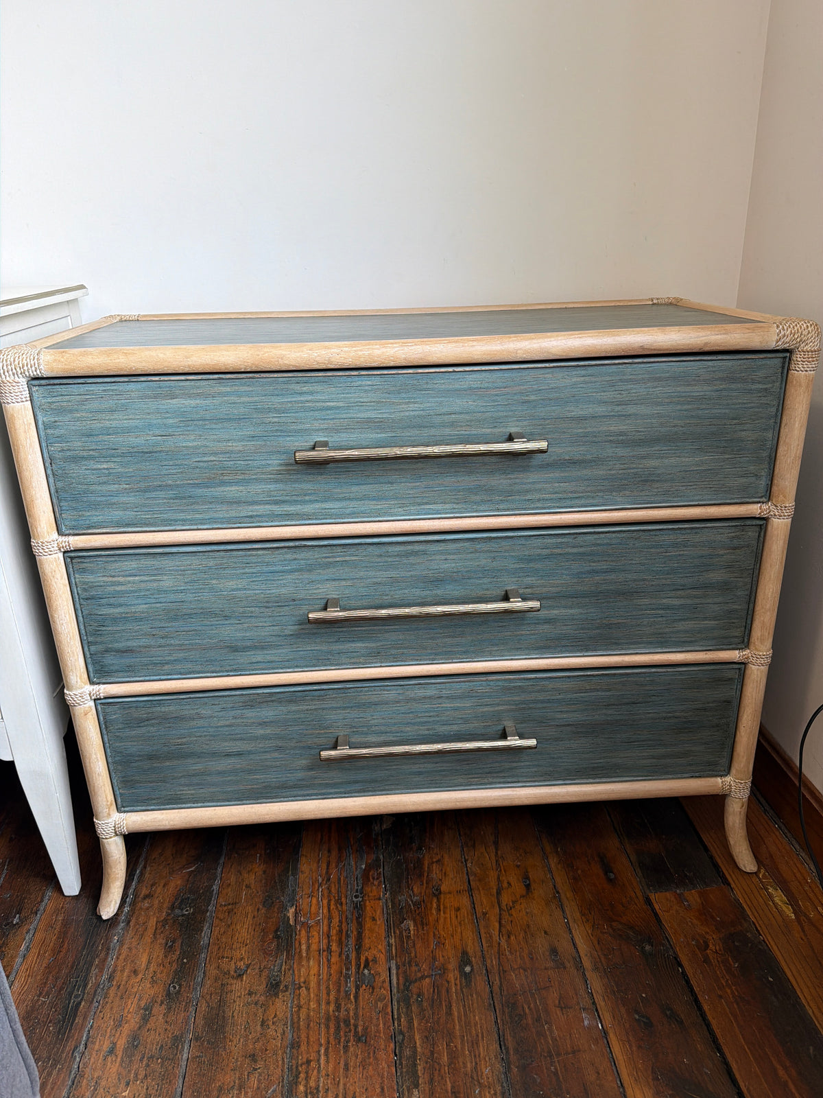 Lagoon blue pole rattan chest ☀️