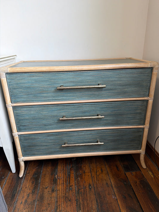 Lagoon blue pole rattan chest ☀️