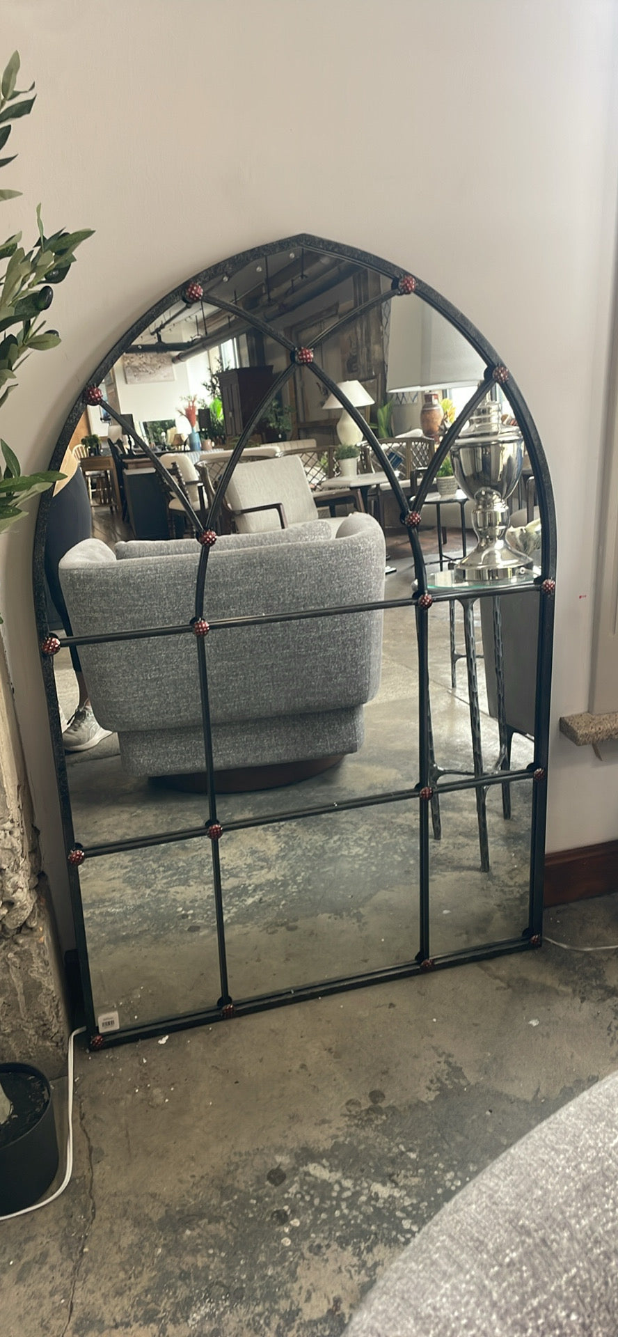 Vintage farmhouse arched window accent mirror 🪞