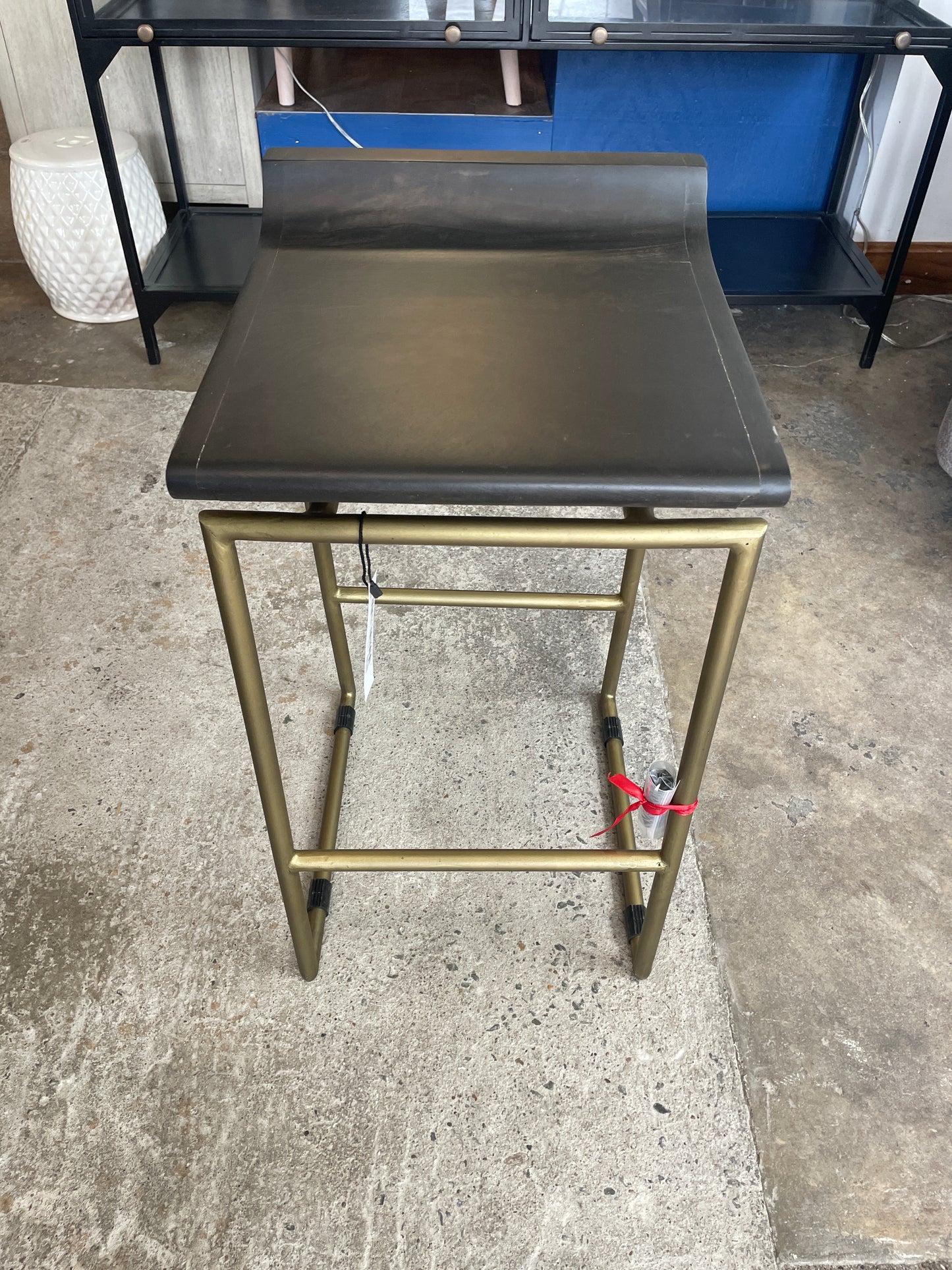 Black wood & gold metal backless Mercana 24” counterheight barstool 🍷