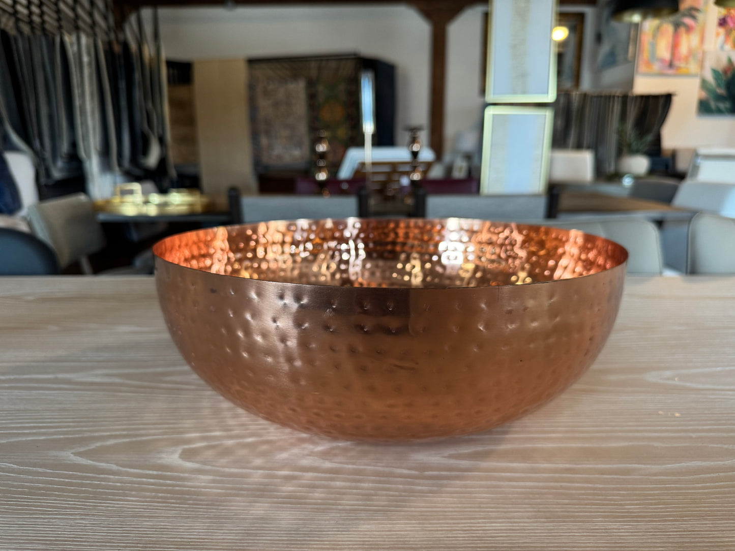 Round hammered copper finish metal bowl 🥣