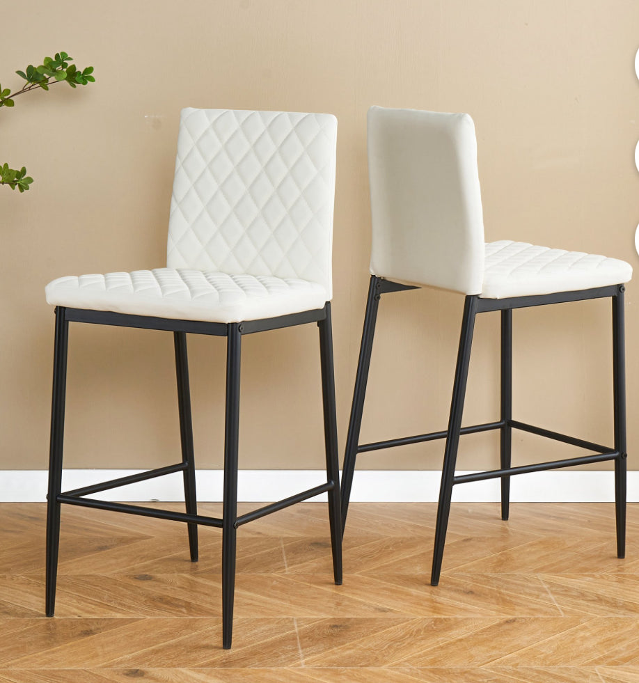 2 vegan leather white counterheight barstools🤍