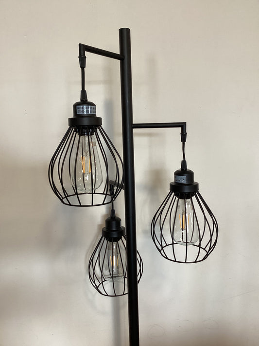 Black cage teardrop standing tree lamp w/ 3 bulbs 💡🖤