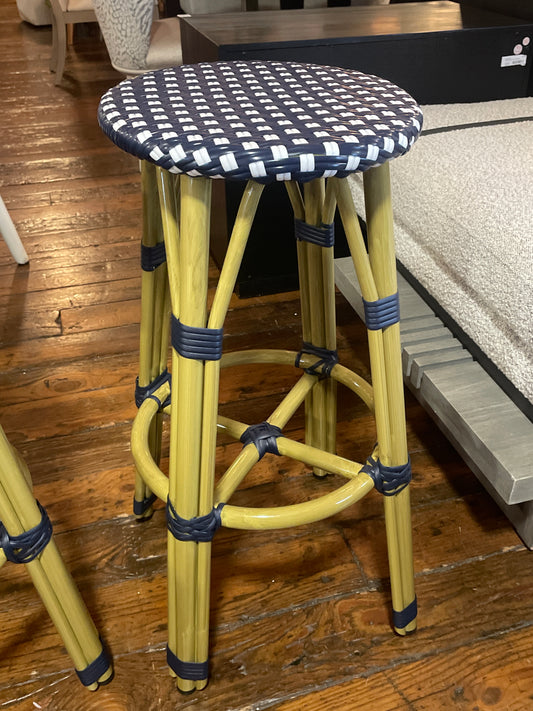 Navy blue & white barheight bistro barstool 🤍