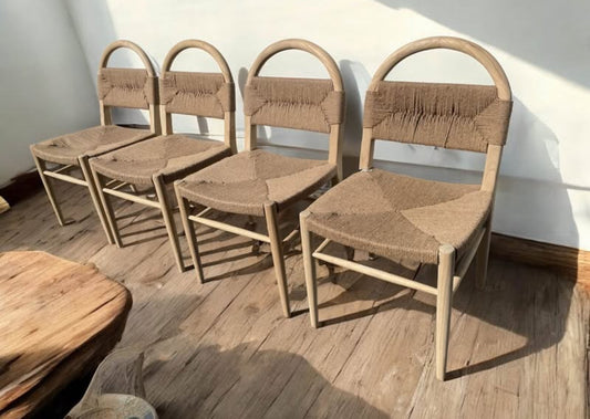 4 rustic rope woven dining chairs 🌻