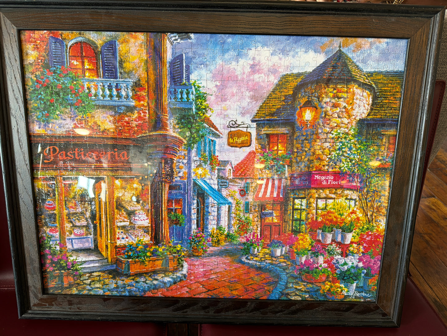 21x27 wood framed colorful Italian puzzle art 🌺
