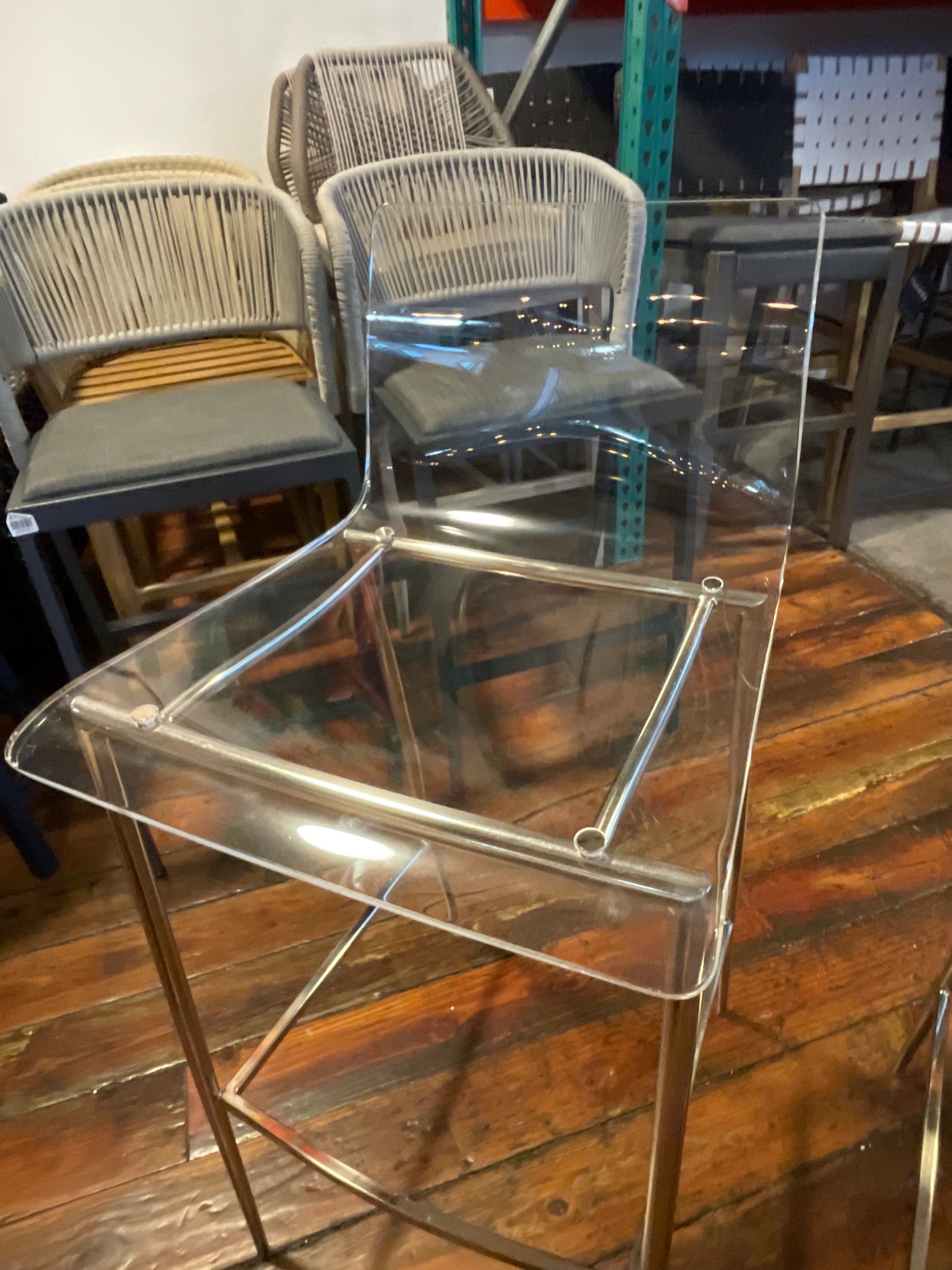 2 acrylic clear barheight barstools w/ chrome legs 🥂