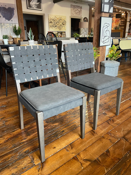 Nathan James black woven faux leather dining chair 🖤