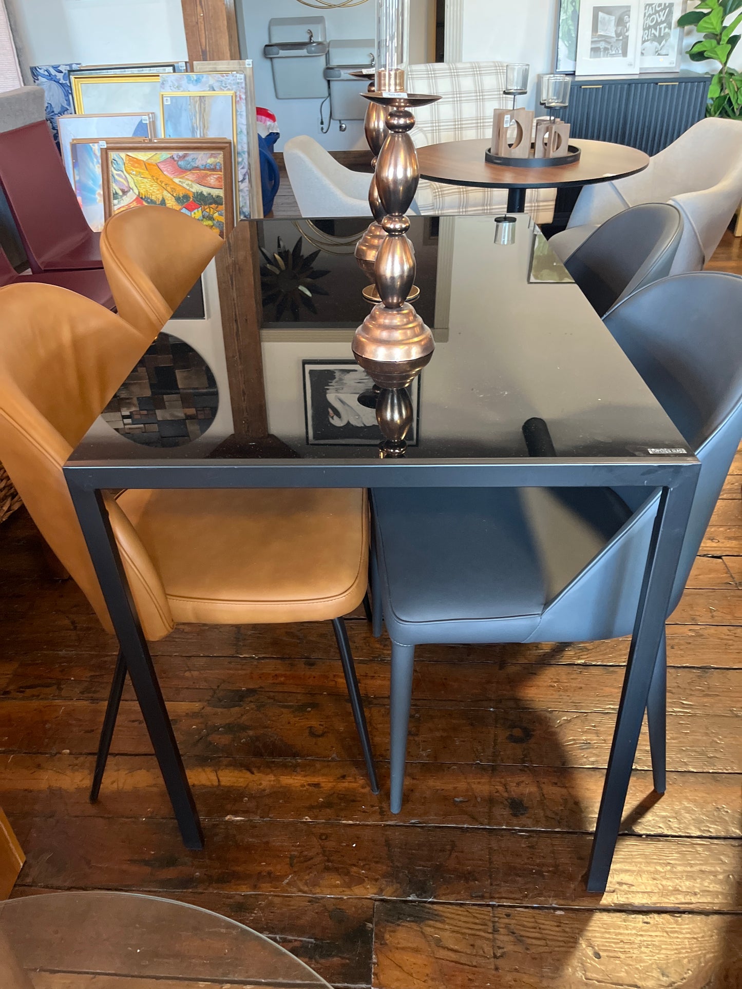 Modern black sleek glass top dining table 🖤