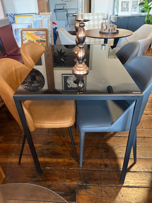 Modern black sleek glass top dining table 🖤
