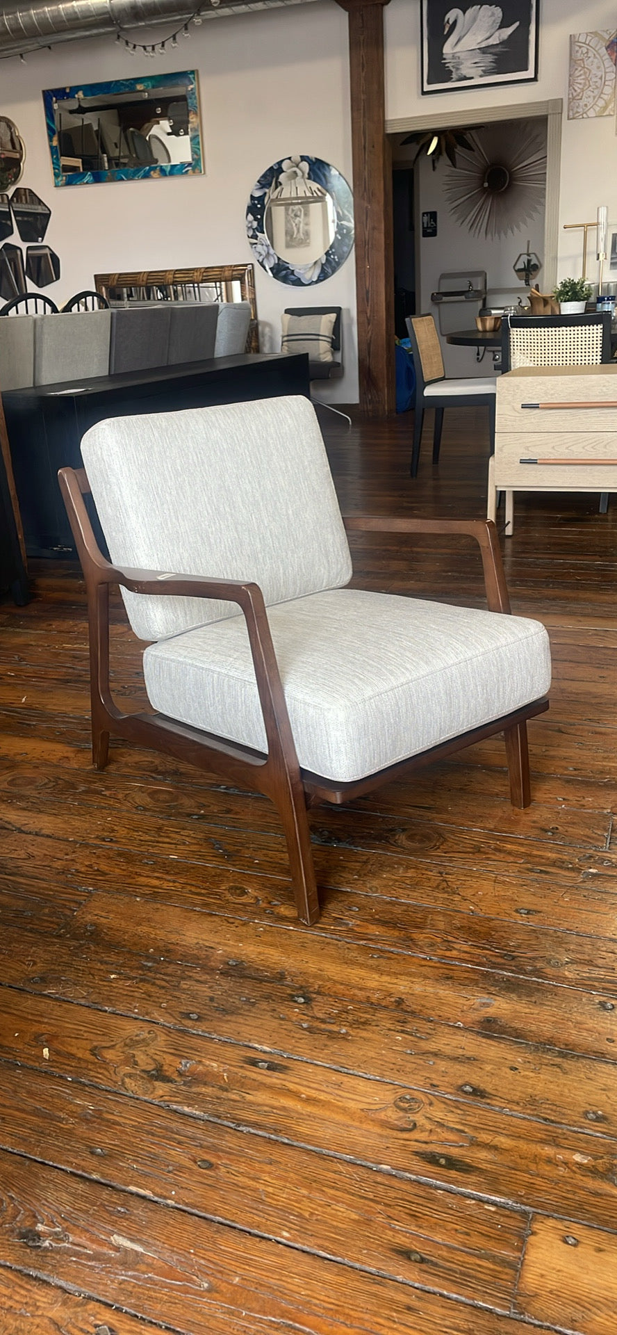 Poly & Bark linen & wood armchair 🩶